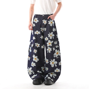 903-WK231 特P65    S-XXL   男女花朵牛仔弯刀工装裤！图片