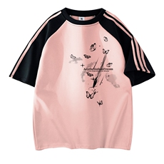 粉色拼黑袖