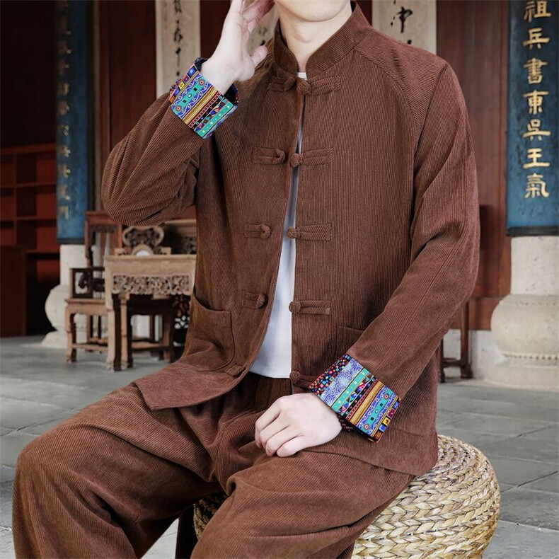 男士外套灯芯绒夹克盘扣立领唐装风XZ1512-2502单夹克-P80,男装夹克,星座1512