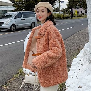 2021秋冬新款颗粒绒羊羔毛皮毛一体外套短款女,吴亦凡生日会穿搭微胖图片