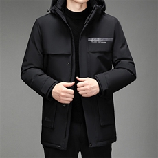 中长款新款爸爸工作服老年羽绒服男加厚爷爷装老人外套2307-P240，男装羽绒服，星座1210B
