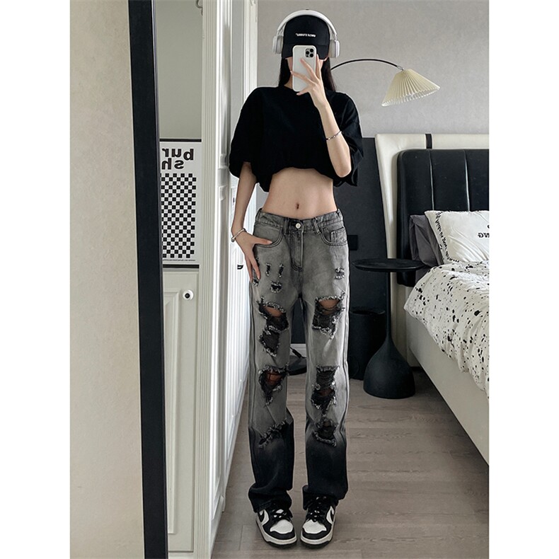美式ins高街小众hiphop夏季破洞牛仔裤货号K729P60,男装牛仔裤,电商A063