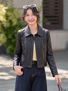 【大量现货】2026秋季女装新款时尚百搭高级感小个子短款皮衣外套图片