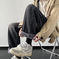 美式复古加绒加厚牛仔裤秋冬季潮流宽松阔腿XZ225-3-CK04-P60控85，男装牛仔裤，星座225-3