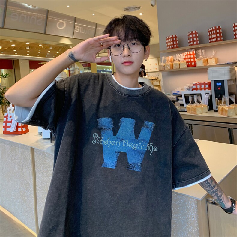 直播品质240克重磅水洗做旧短袖t恤男女SDX237-特P25控48,男装T恤,电商B367
