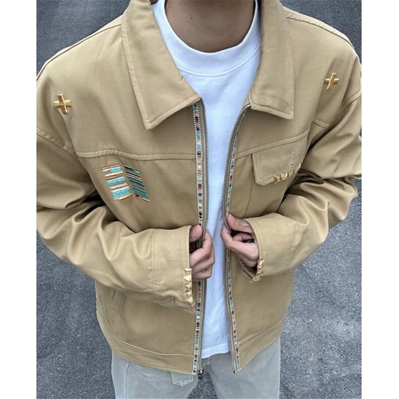 刺绣翻领外套2025春季新款宽松设计感情侣百搭工装夹克J516,男装夹克,星座1116A（原606A-3）