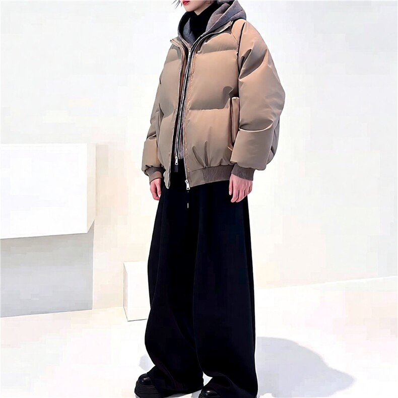 MY29-特P78美式假两件pu皮短款棉服冬季加厚工装棉袄连帽外套,男装皮衣,星座1811B