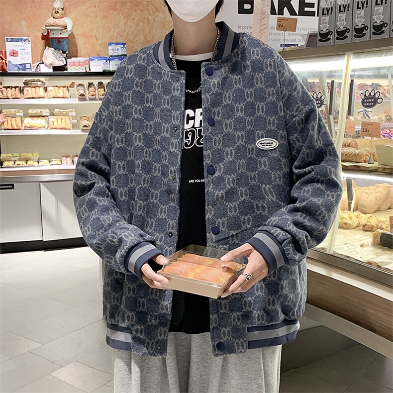 早秋新款复古港味毛呢棒球服韩版男宽松休闲运动外套W1834-P55,男装夹克,星座512-2