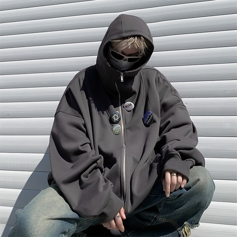 春季美式街头连帽开衫卫衣日系复古休闲学院风外套男W7986-P58，男装夹克，星座512-4