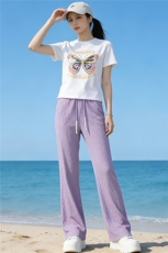 欧货时尚休闲运动套装女夏新款蝴蝶印花短袖T恤休闲卫裤两件套潮，女装套装/套裙，江南