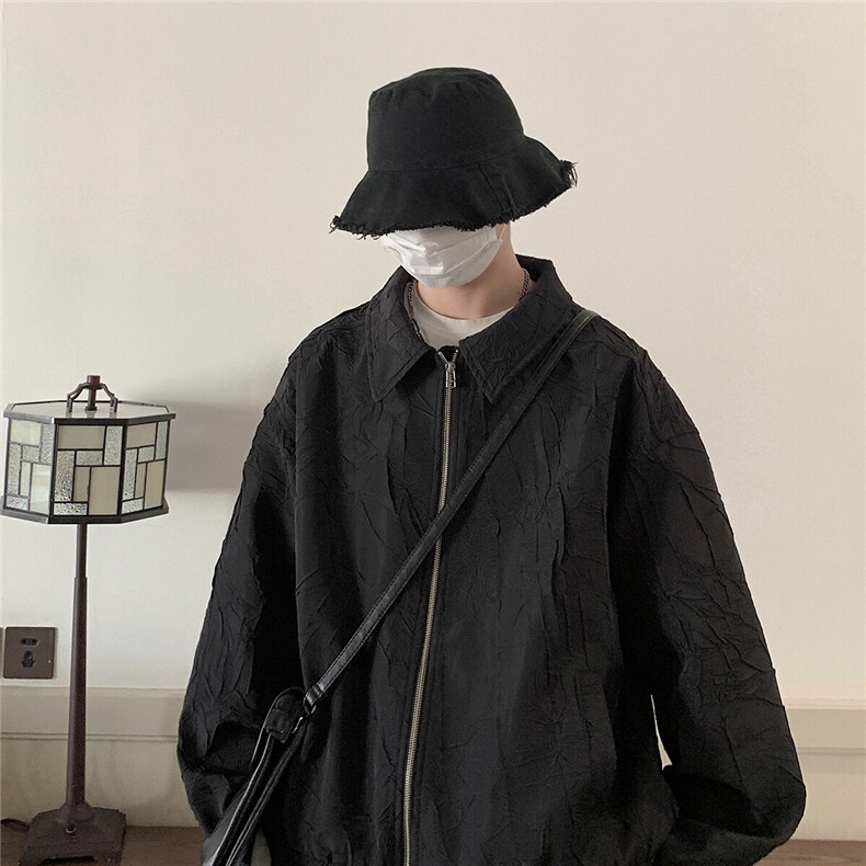 1春季新品潮男装复古褶皱高级感哈灵顿外套休闲夹克男JK8742P75,男装夹克,星座226-2