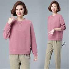 时尚宽松圆领刺绣卫衣女新款韩版百搭显瘦长袖上衣外套秋冬季加绒加厚打底衫，女装卫衣/绒衫，简韵佳