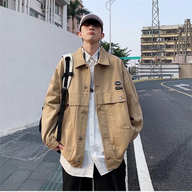 牛仔工装夹克男春季美式复古潮流vibe百搭休闲外套炸街情侣款上衣,男装工装外套,星座1210-1