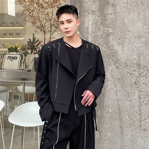 秋季新款青年流行宽松夹克腰带金属环配饰男外穿上衣201-P130图片