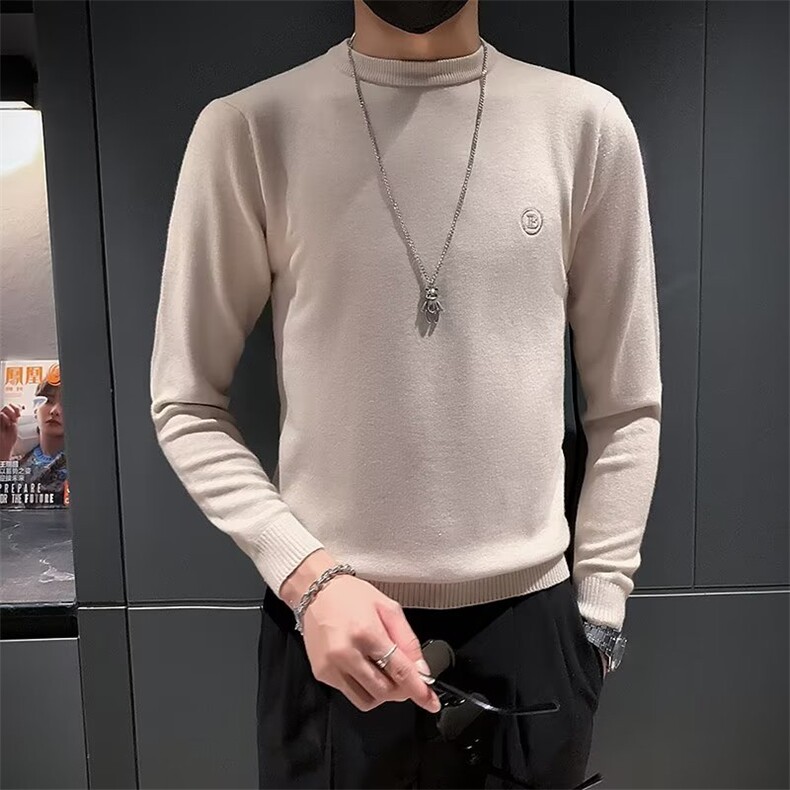 抗起球春秋男士净色圆领毛衣修身打底衫长袖青休闲针织衫冬MY543,男装针织衫/毛衣,星座1116A-2（原606A-1）