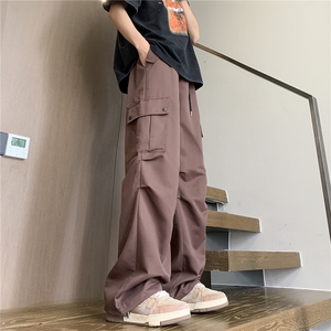 直播春夏中性风休闲裤男多口袋直筒宽松工装裤男K10015-特P38图片