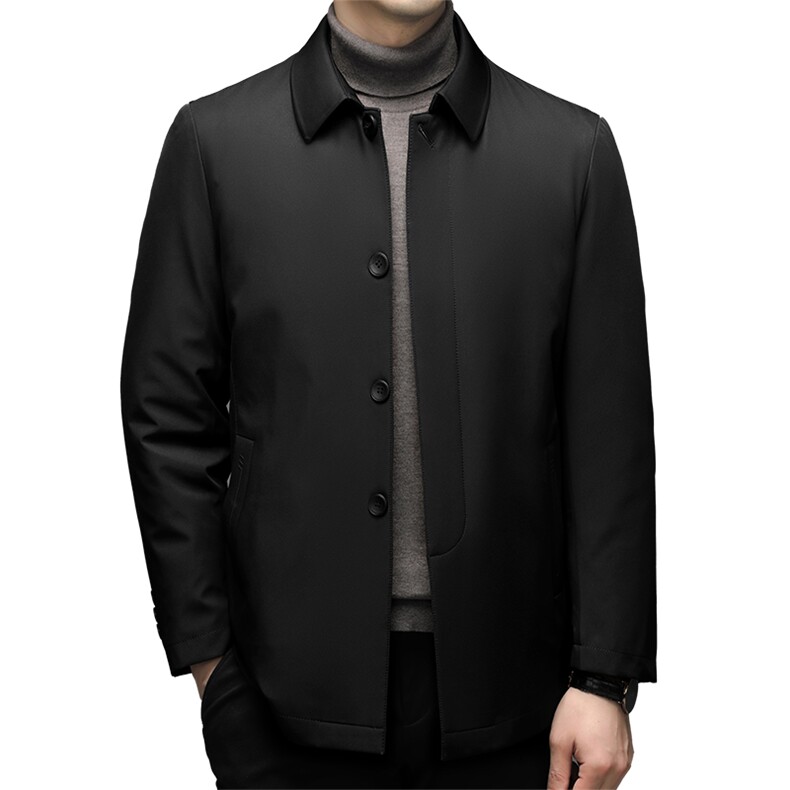男士羽绒服冬季2023新款中年爸爸装休闲翻领白鸭绒加厚保暖外套,男装羽绒服,电商B212（原钱塘6029）