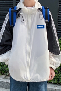 港风  夏季潮流宽松撞色连帽外套防晒服男  F6602  P55控 68图片