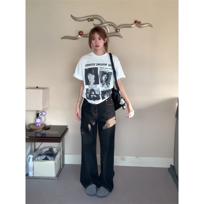美式复古短袖男款夏季潮流圆领T恤宽松乐队人像印花痞帅正肩半袖,男装T恤,星座1007（原301D）