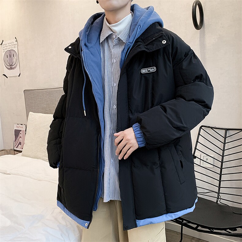 假两件衣男冬季日系慵懒加厚服情侣装袄面包服 W6202-P90图片