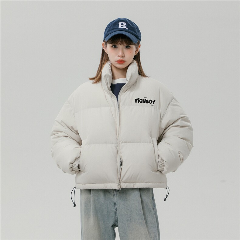 中性风休闲字母印花面包服时尚宽松立领棉服A268-MY502P85控118,男装棉衣,电商A268