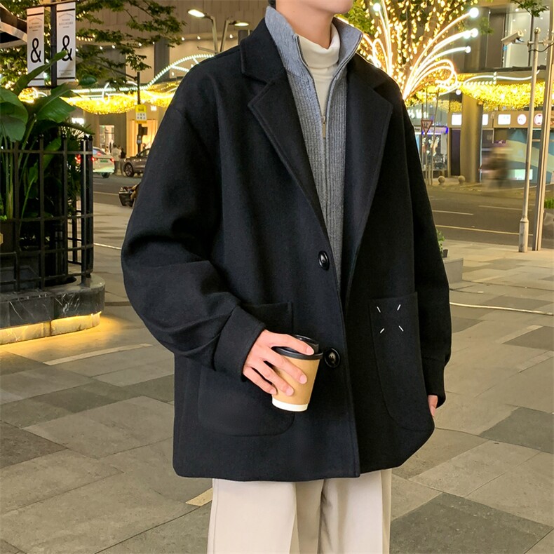 加绒加厚毛呢大衣西装外套潮504-F61-P75控118（加绒P85控128）,男装毛呢大衣,星座504