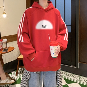 美式三杠条纹复连帽卫衣秋冬男女宽松长袖SWY2474-P55控88 50棉图片
