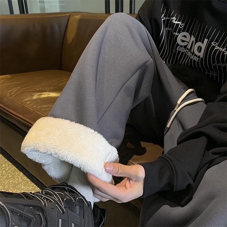 东北外穿巨厚加绒棉裤男冬季加厚防寒保暖阔腿裤子羊羔绒运动卫裤,男装休闲裤,星座604