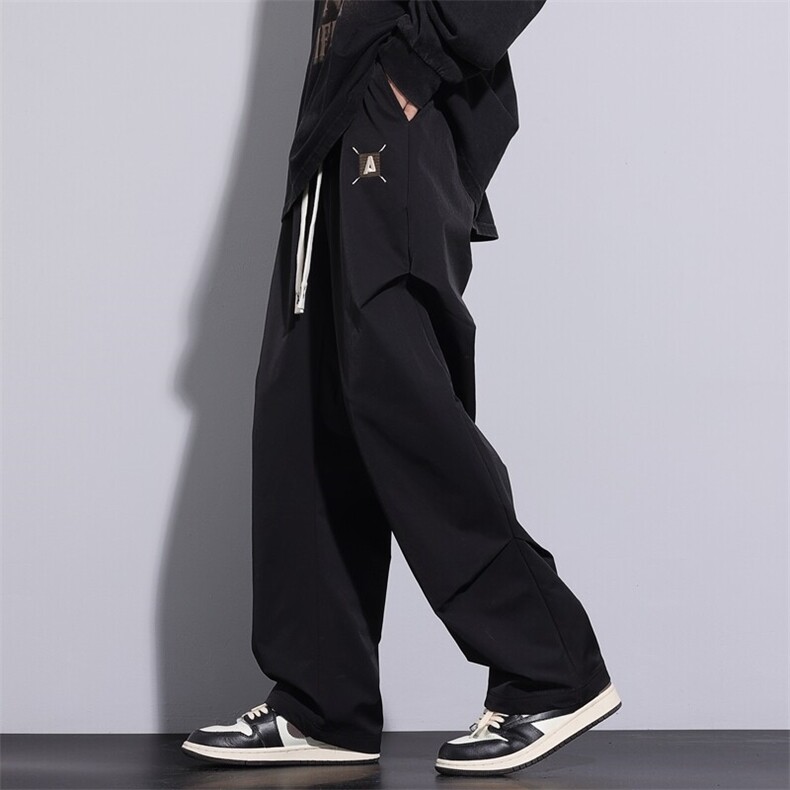 春季潮流美式高街垂感褶皱设计宽松直筒长裤A436-857-P35,男装休闲裤,电商A436