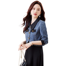 早春一整套穿搭小香风短外套配背带连衣裙女2025高级感，女装牛仔外套，美沁