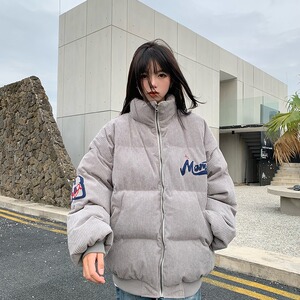 2024新款美式复古灯芯绒加厚外套男款冬季立领棉服情侣保暖棉图片