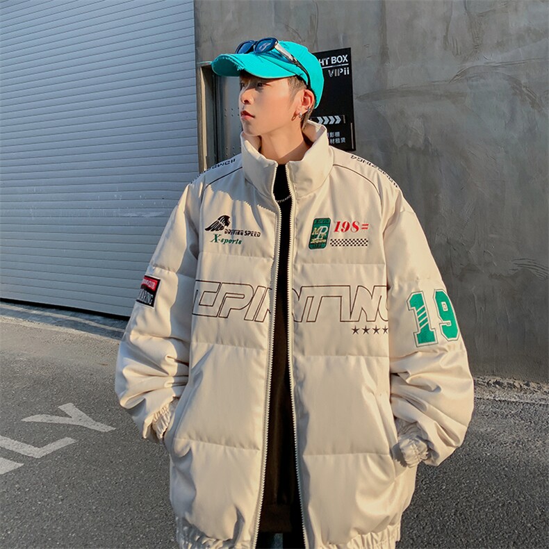 冬季新款休闲宽松PU皮短款棉服男装立领面包服棉衣外套M0392-P110,男装棉衣,星座308B-1