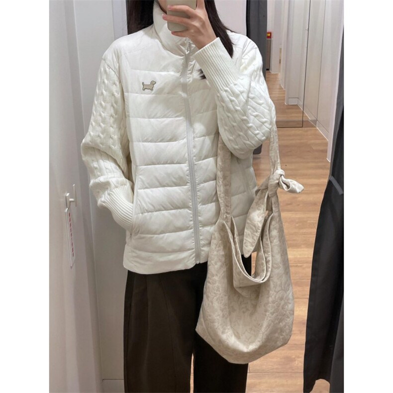 腊肠小狗刺绣针织拼接羽绒棉服外套ZM0163-P110,男装棉衣,星座313A(原308A-2)