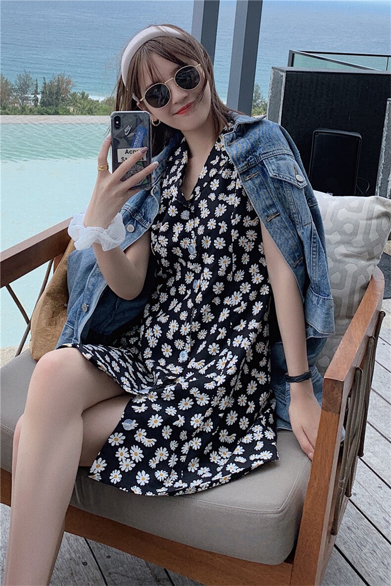 新款发！夏季款小雏菊连衣裙163-8878,女装连衣裙,拾菱