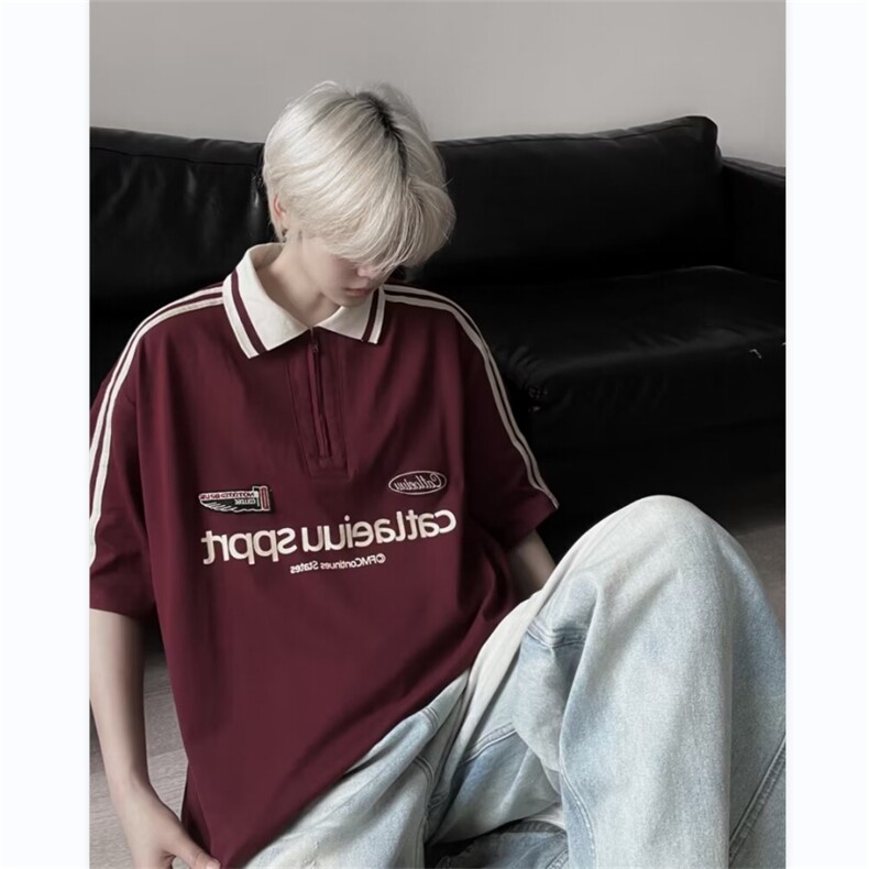 撞色拼接短袖t恤男夏季美式潮牌ins机车服网眼痞帅半袖ST388-P43,男装T恤,星座412-3