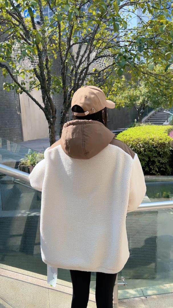 颗粒绒撞色加绒卫衣，女装卫衣/绒衫，一杭