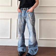 美式复古高街牛仔裤男2025新款高腰显瘦直筒宽松阔腿裤NA6087-P57，男装牛仔裤，星座208-5