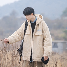 B225-W8517-P118-X148-灯芯绒刺绣连帽加厚棉服-材质聚酯纤维，男装棉衣，电商B225