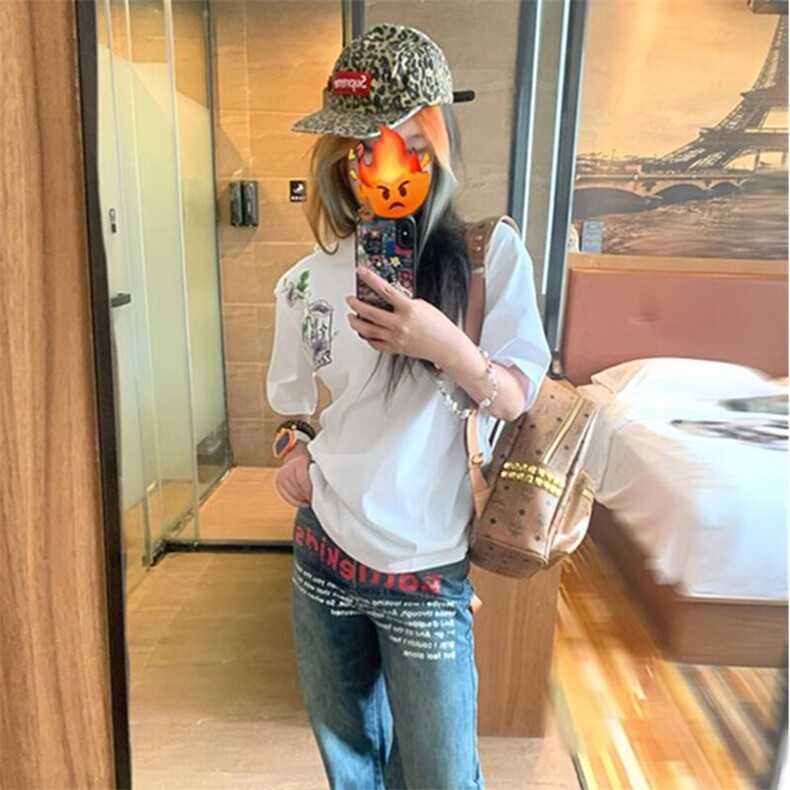 万针全刺绣工艺抖音得物高品质260克重磅纯棉双纱美式高街短袖T恤,男装T恤,电商A486-1