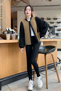 拼接撞色棒球服外套女秋季新款2022百搭休闲拉链开衫夹克短上衣潮图片