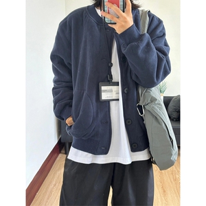 高品 高密加绒加厚情侣保暖棒球领摇粒绒夹克外套男女 A1303-P78图片