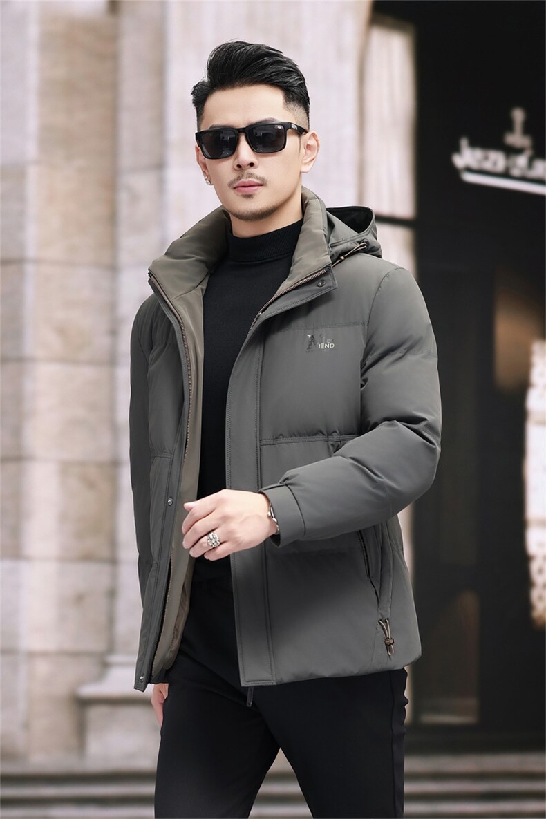 新款新标90绒中年羽绒服外套男士秋冬拆卸帽时尚休闲羽绒服夹克,男装羽绒服,钱塘723