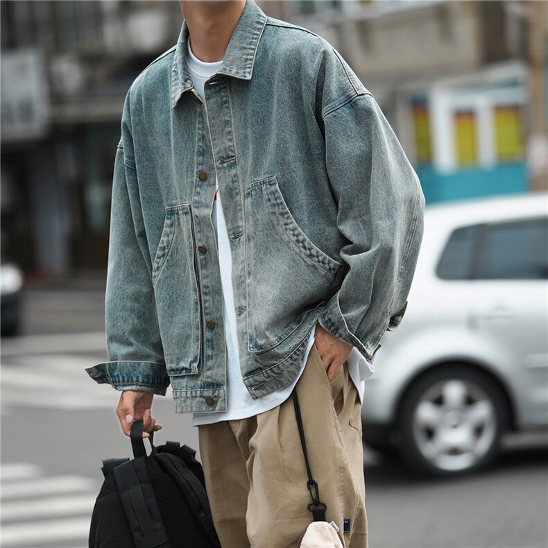 2025新款男士斜兜潮流休闲宽松牛仔工装夹克外套N9001/P105,男装工装外套,星座202