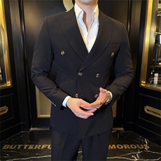 7722-P2452025秋季时尚英伦风男士双排扣西服西裤两件套装，男装西服，星座507A（原星座306B-2）