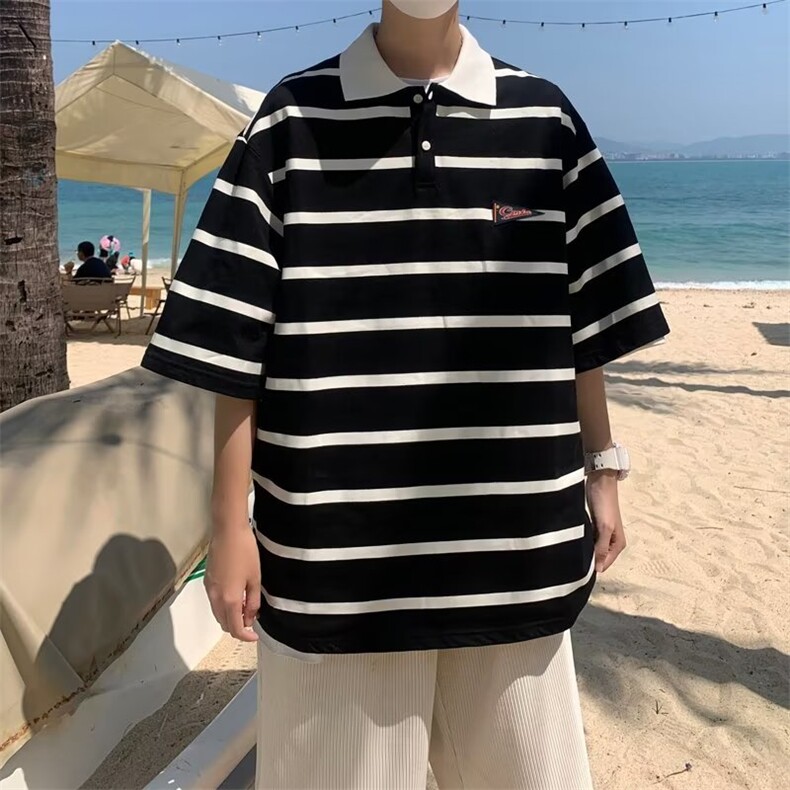 POLO衫青春流行2023夏季五分袖潮新款男日常HT325P30图片
