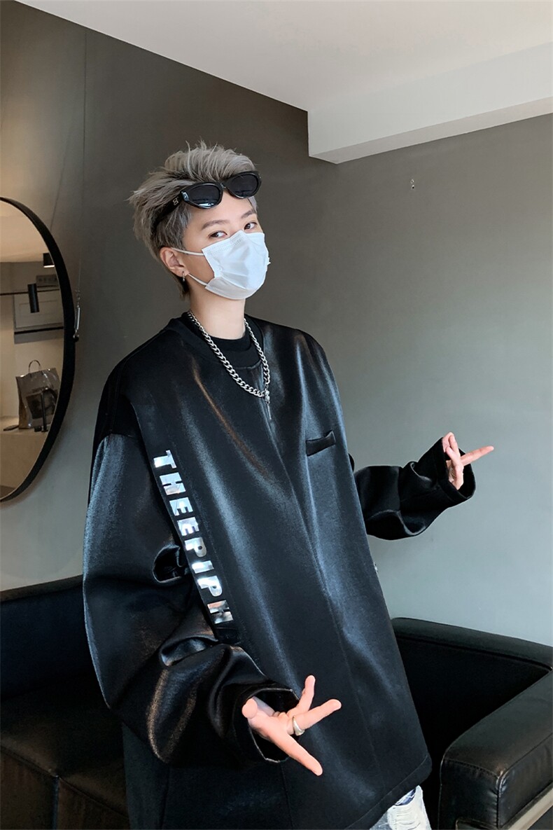 长袖t恤2025秋季假两件抗皱正肩卫衣XZ514-2-24231-P68加绒P78,男装T恤,星座514-2(原B239)
