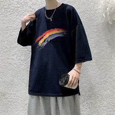 Q11064-P30春夏季七分袖t恤男大码五分袖男短袖中袖大皂风，男装T恤，电商A040