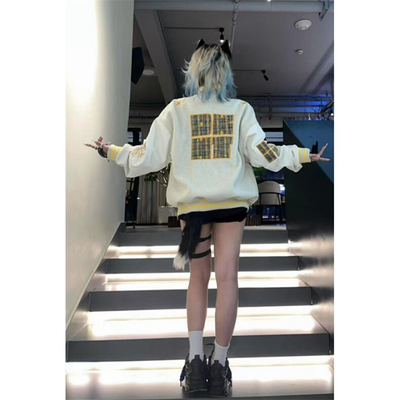撞色刺绣棒球服女春季新款潮宽松oversize百搭外套夹克JW726,男装夹克,星座1116A（原606A-3）