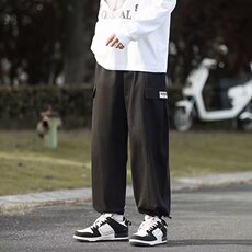 潮复古潮流街头工装裤夏季休闲bf宽松阔腿束脚裤男K3984-P34，男装休闲裤，星座512-2