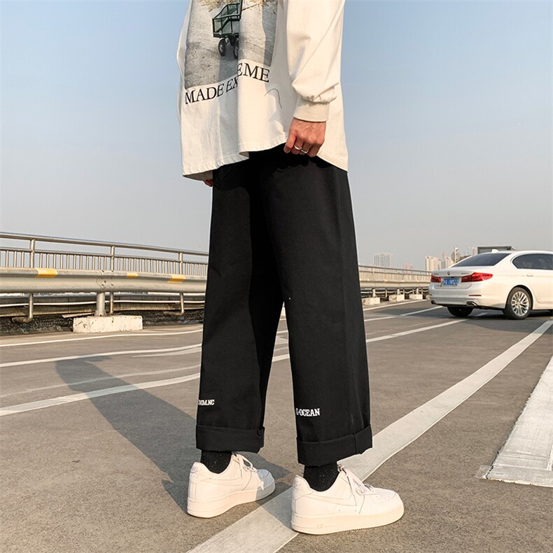 港风春装字母印花休闲裤直筒裤九分裤A014-K872-P45控58,男装休闲裤,电商A014